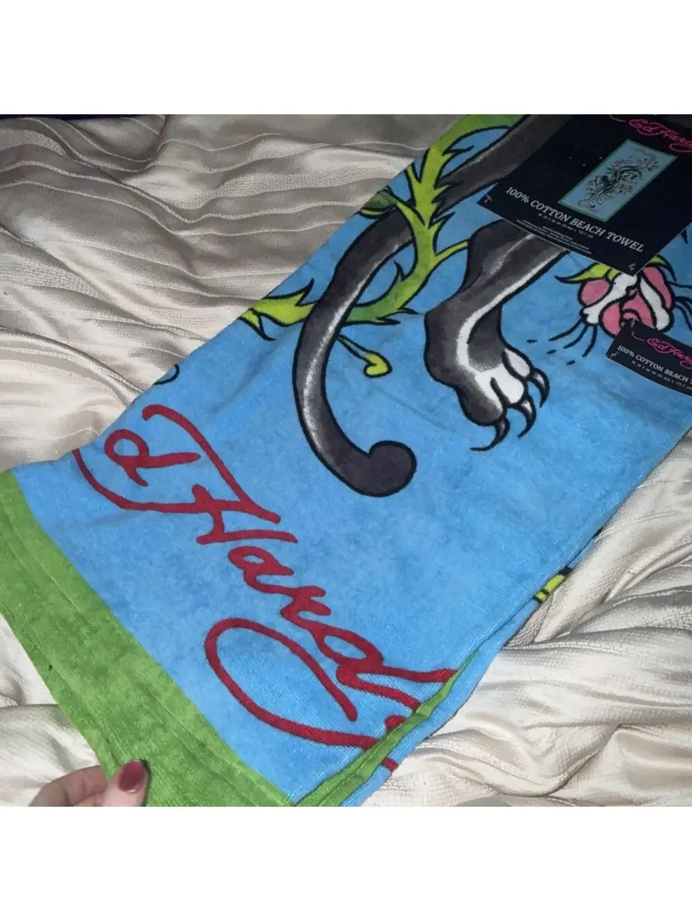 AUTHENTIC ED HARDY 100% COTTON BEACH TOWEL, 36